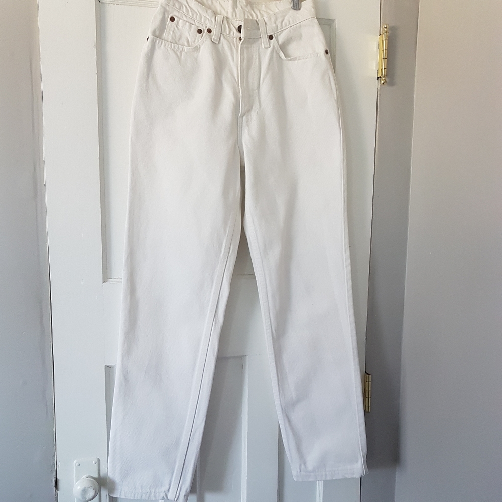 Vintage Levi's Women's 513 Slim Fit Boot Cut Cotton Denim White Sz 28